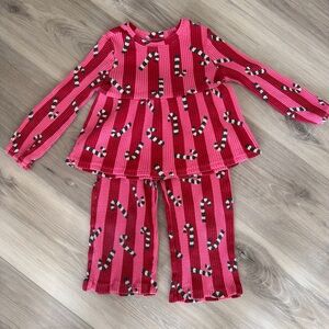Old Navy Red Candy Cane Kids Pajama Set
